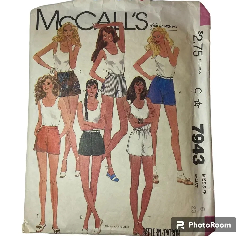 Vintage Short Pattern Miss 6 McCalls 7943 Sporty Pockets Vacation Beach Timeless